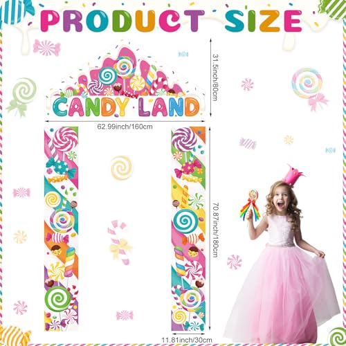 Image of Funrous Candyland Party Decorations Colorful Candy Lollipop Porch Banner Door Sign Candyland Hanging Backdrops Photo Booth Props for Birthday Baby Shower Outdoor Indoor Porch Decor(Pink,Lollipop)