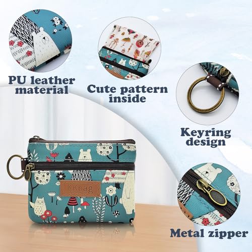 Image of Coin Bag, Waterproof Coin Wallet Small Coin Purse with Zipper and Keyring, Cute Coin Pouch for Women and Girls, Change Purse Mini Storage Bag for Coin, Cards, Keys, Lipsticks (dark blue)