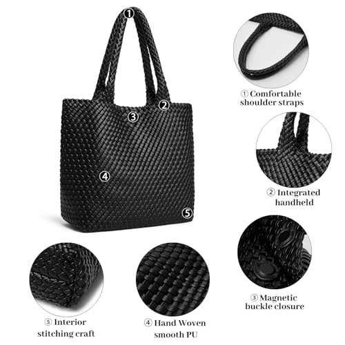 DAILANDO Fashion Woven Tote Bag for Women, Large Capacity Designer Shoulder Weave Hobo Purse