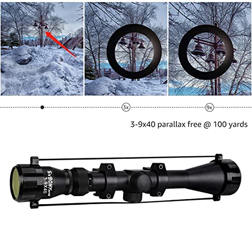 Svbony Sv120 Rifle Scope 3-9X40, Rifle Scopes For Hunting, Reticle Crosshair Scope Waterproof Shockproof With 20Mm Free Mounts #TOP2