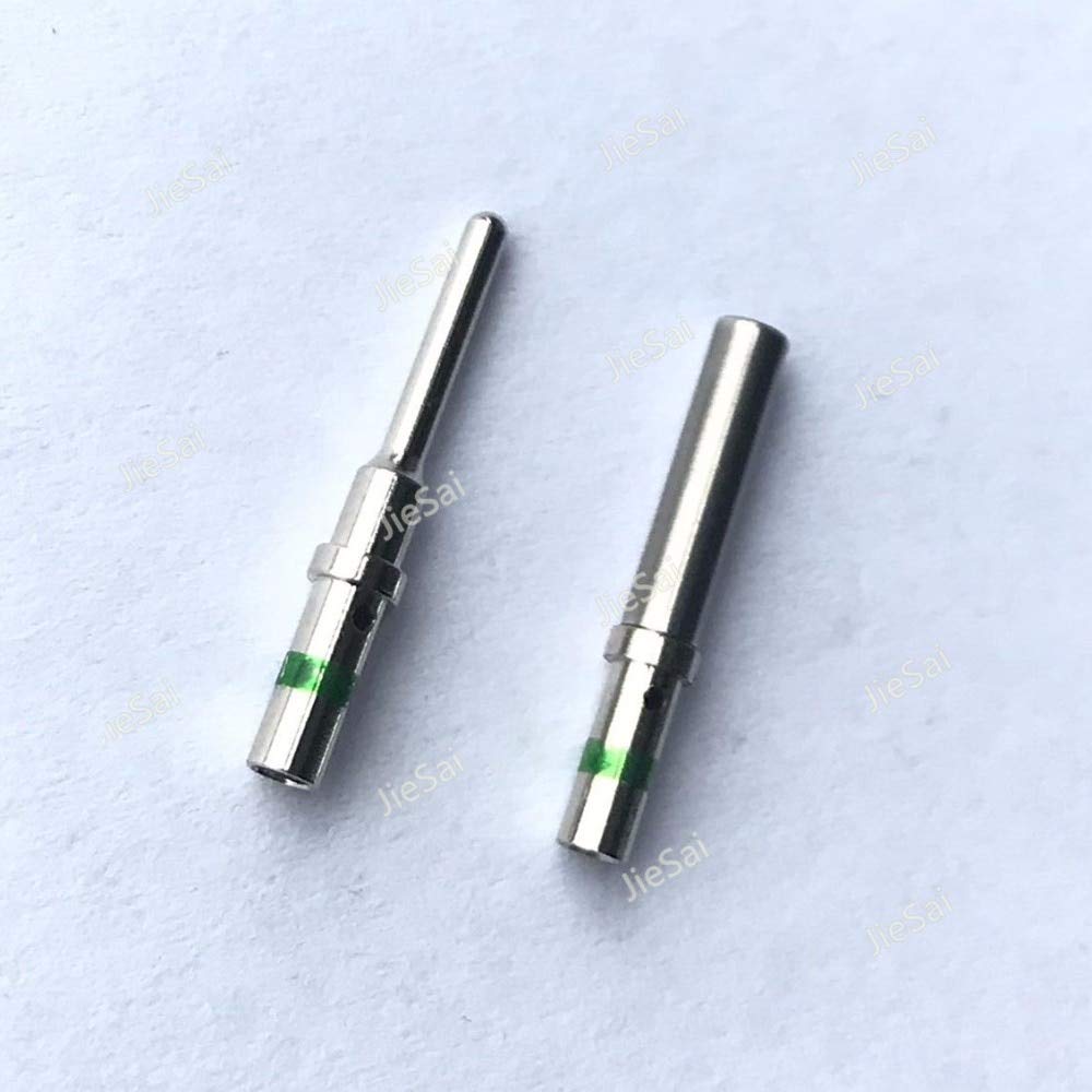 Davitu 50Pcs 100Pcs DT Pin 14-16AWG 0460-215-16141 0462-209-16141 Solid Crimp Terminal With Green Identification Stripe Stainless Steel - (Color: 50 Pcs, Pins: Female Male)