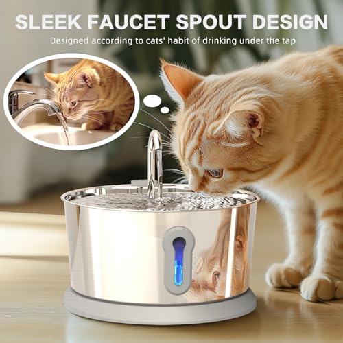 Hajxm CAT WATER FOUNTAIN Wireless, 4L/135Oz Stainless Steel Pet Fountain For Drinking Dog Water Dispenser Cordless thumb #6