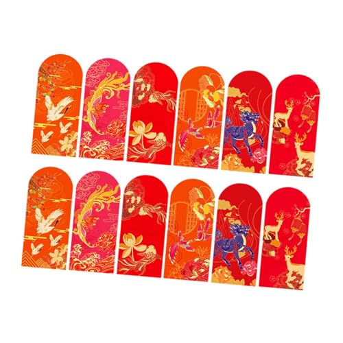 Milageto 12Pcs Ano Novo Lunar Chinês Envelopes Vermelhos Envelopes de Dinheiro da Sorte Chinês Comem