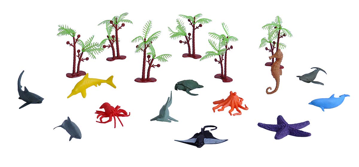 Wild Republic Aquatic Animals Bucket, Toy Figures, Kids Gifts, Ocean Theme Party Supplies, Sea Creatures, 18Piece