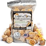 Light a Fire All Natural Waterproof Fire Starters - XL Bag 60 Extra Long Lasting Fire Pods. Perfect for Camping, Fire Pits, Fireplaces, Wood Stoves, BBQ Smoker. Proudly Made in USA