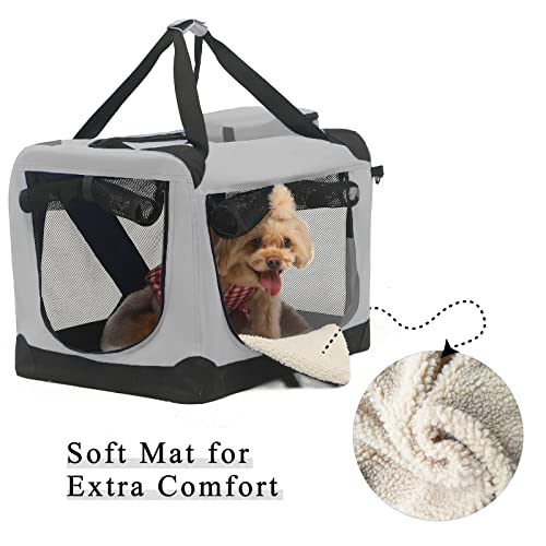 Collapsible Dog Crates For Medium Dogs, Portable Travel Dog Kennel For Indoor & Outdoor Use, Foldable Pet Carrier With Soft Mat And Strong Steel Frame, Grey M #TOP1