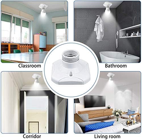 Klarlight 6 Pack E27 Screw Light Bulb Socket Holder E27 Lamp Holder Light Fitting Square Plastic Ceramic Base for Ceiling Light, Corridor Lamp, Balcony Lamps AC220-240V (White)