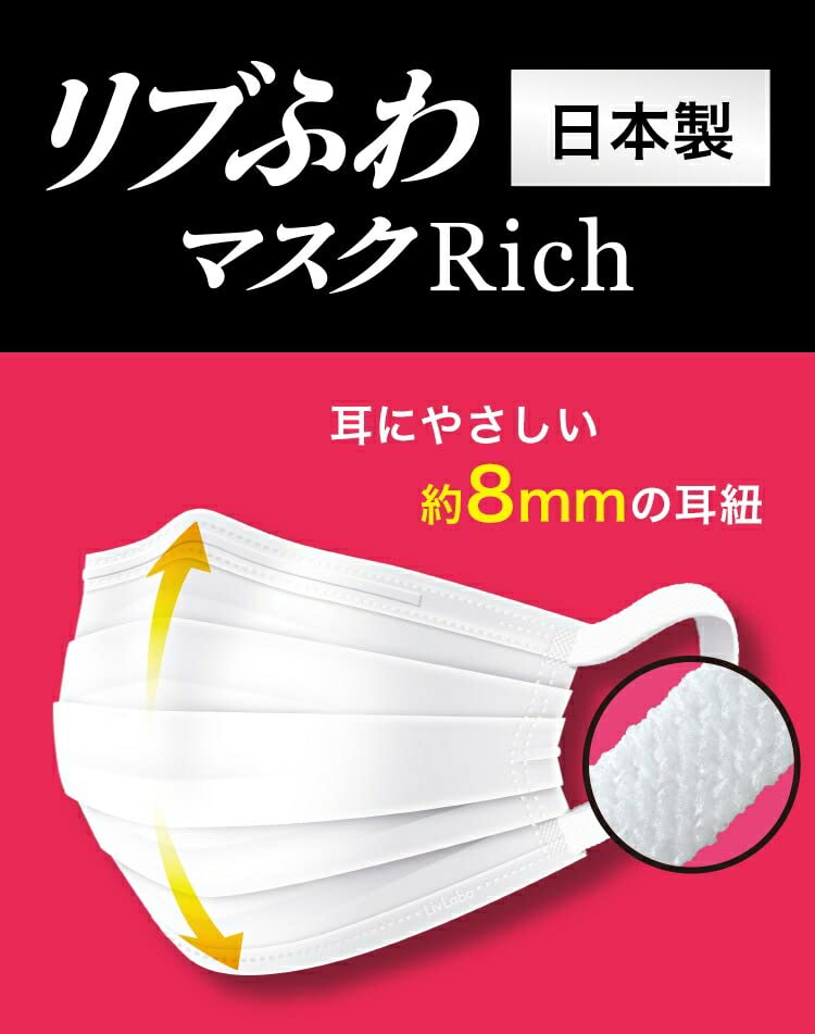 Amazon.co.jp: [リブふわ] 1箱（50枚） マスク Rich 小さめサイズ 1箱