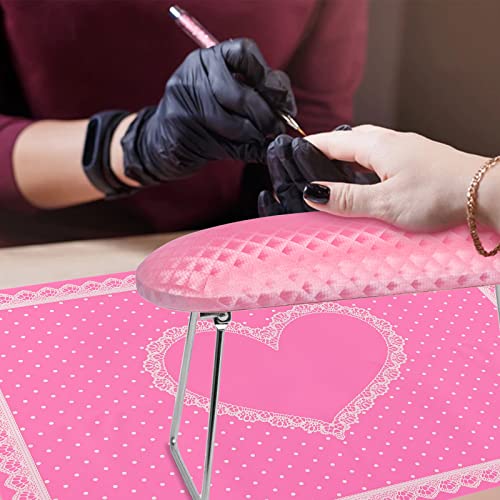 Aoraem Nail Arm Rest Cushion Set,Pu Leather Soft Nail Hand Rest Foldable Nail Pillow Microfiber Leather Manicure Hand Pillow And Mat For Acrylic Nail(Pink) #TOP6