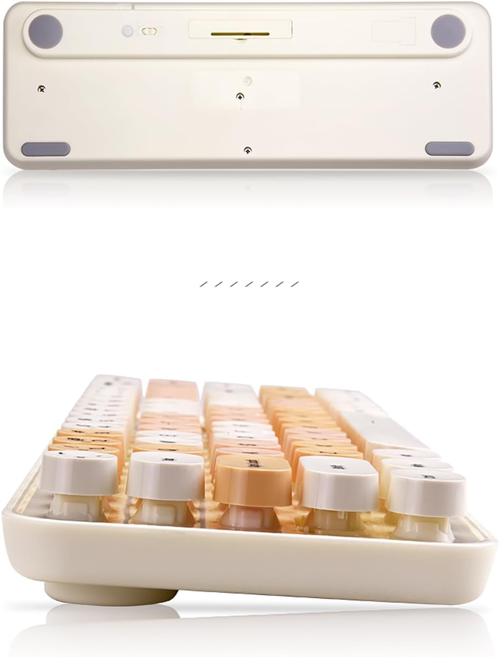 Compact Wireless Keyboard and Mouse Combo, Colorful Round Keycap, Soundless 68 Keys, Suitable for Girls and Kids, Compatible with Notebook, PC (Milk Tea)