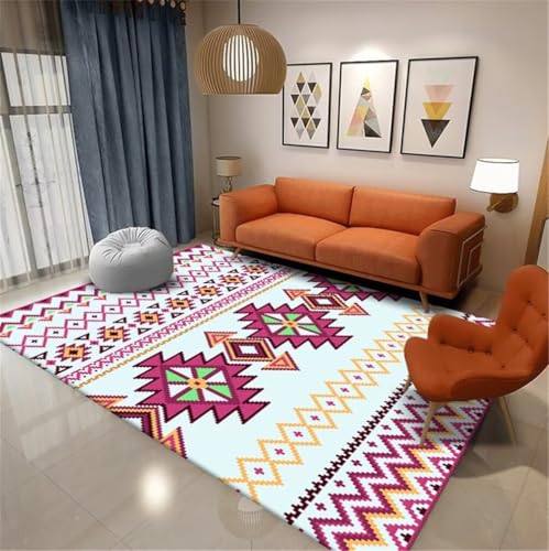 Tapis lavable en machine géométrique rouge et durable