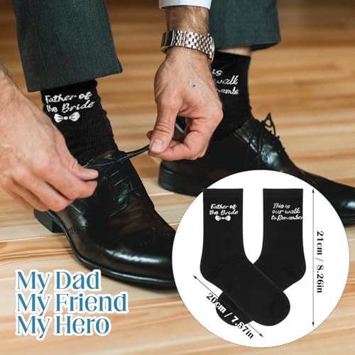 Domensi Father of the Bride Gift Set Include Insulated Coffee Tumbler Wedding Handkerchief Bride Socks Cufflinks and Tie Clip Funny Wedding Gifts for Father Men Engagement Announcement Accessory4