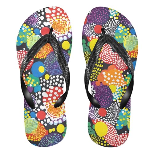Colored Abstract Circle Flip Flop Sandal for Women Men, Casual Beach Slippers Indoor Outdoor XS