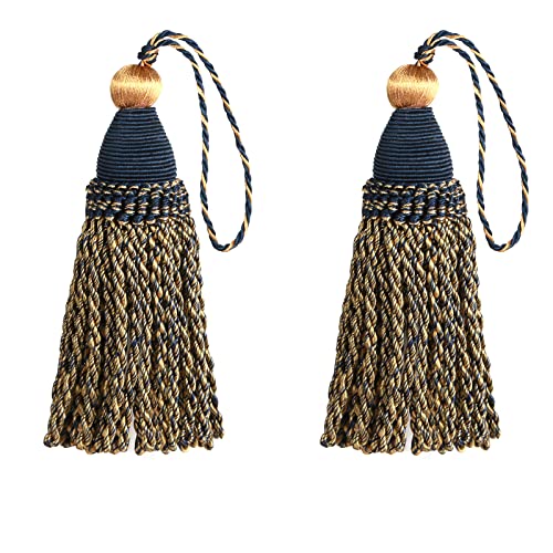 HedongHexi 2 Pack Braided Tassel 24cm/9 Inch With Loops, Handmade Twisted Craft, DIY Accessories for Home Decoration