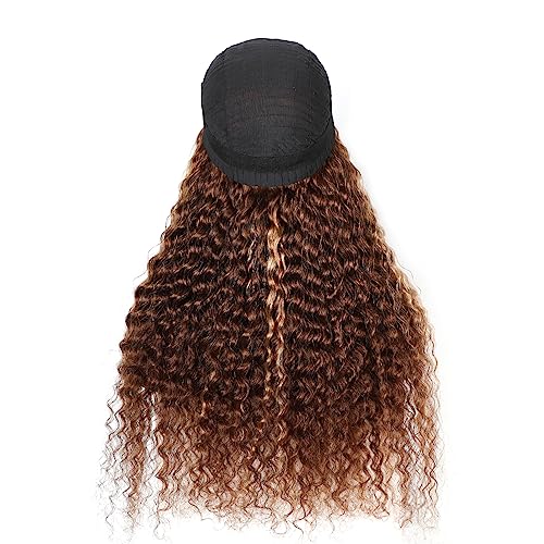 Image of ISEE Highlight Ombre Lace Front Human Hair Deep Wave Glueless Wig 20 Inch