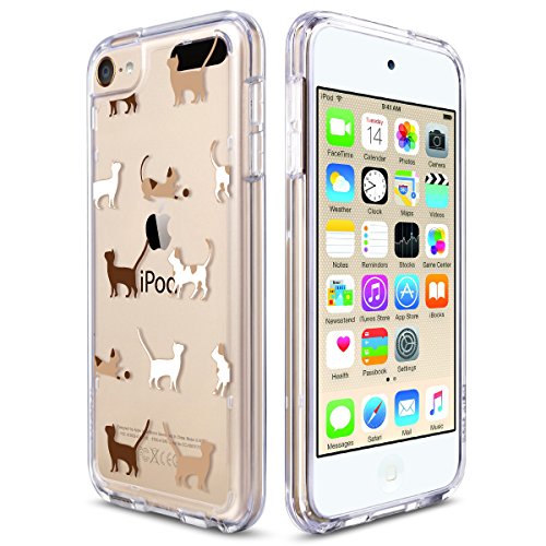 ULAK iPod Touch 6 Case, iPod Touch 7 Case, Slim Fit Hybrid Bumper TPU/Scratch Resistant Hard PC Back/Corner Shock Absorption Case for Apple iPod Touch 5th 6th 7th Generation, Cat