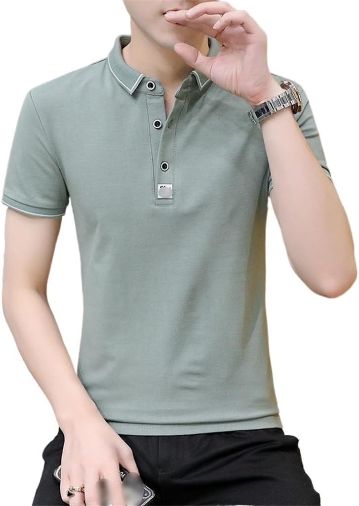 [わしのおとも] ASXDCP ライトグリーン ポロシャツ メンズ 半袖襟 Tシャツ ビジネスカジュアル メンズシャツ襟(2XL)