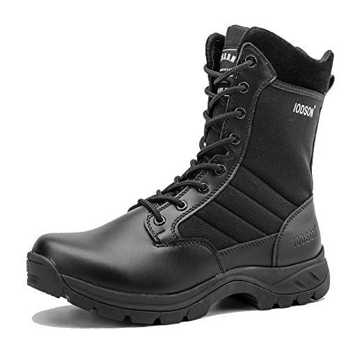 Botas de Combate Militar con Cremallera Lateral, Botas de Combate de Desierto para Hombres (45 EU, Black)