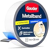 GAUDER Metallband selbstklebend - Magnethaftband für Tonie®-Figuren & -Regale - Ferroband & Eisenband zum Basteln und Organisieren (1 m x 35 mm - weiß)