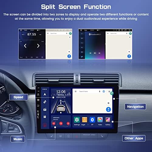 Radio samochodowe z systemem Android 12, 8 rdzeni, 2 GB + 32 G, bezprzewodowe, Apple Carplay, Android Auto, ekran dotykowy o przekątnej 9 cali, radio samochodowe z DSP WiFi GPS Mirror Link FM/RDS,