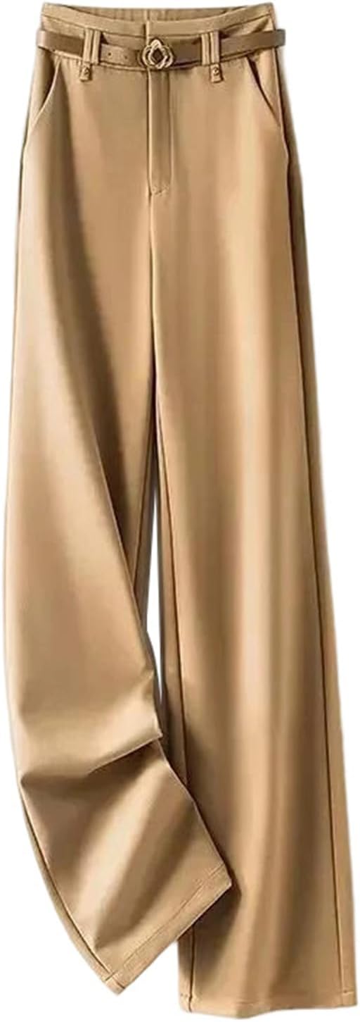 Women's Tailored Work Pants Elastic Waist Long Straight Trousers Casual Office Comfortable Daily Wear