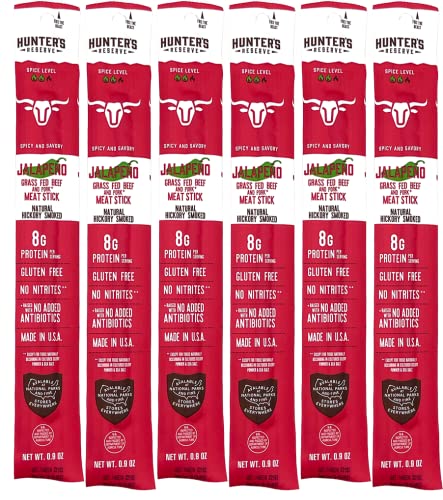 6 Count - Hunter's Reserve - PKM - Exotic Meat Trail Sticks - 6 Count - Adventure You Can Taste - Wild Game Exotic Jerky Meat Sticks (Beef Jalapeno)
