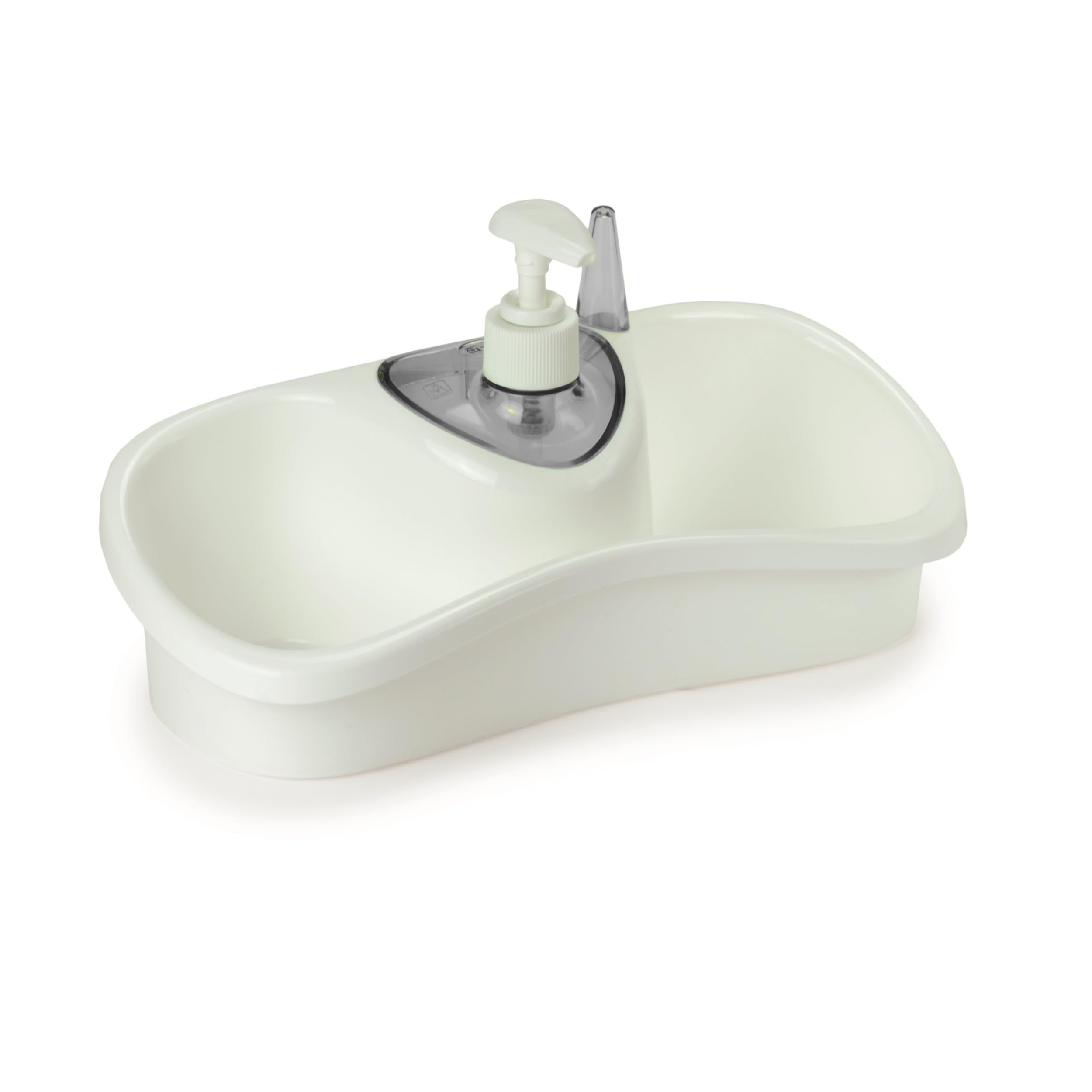 Snips Saponello, Sponge Holder with Dispenser, Ring Holder, White and Grey, 26 x 11,5 x 14,5 cm