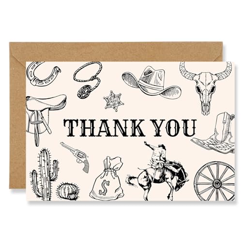 Cartes de remerciement cowboy vierges pour écrire vos messages de fête