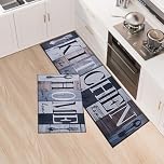 LY4U Kitchen Rug Set, 2 Pieces Non Slip and Anti Fatigue Kitchen Mat Set, Washable Kitchen Floor Mat, Standing Mats for Office Home Decoration