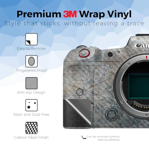 Image of Carbon Fiber Camera Skin Compatible with Canon EOS R5C (2022) - Shadow Concrete - Premium 3M Vinyl Protective Wrap Decal Cover - Easy to Apply | Crafted in the USA by MightySkins