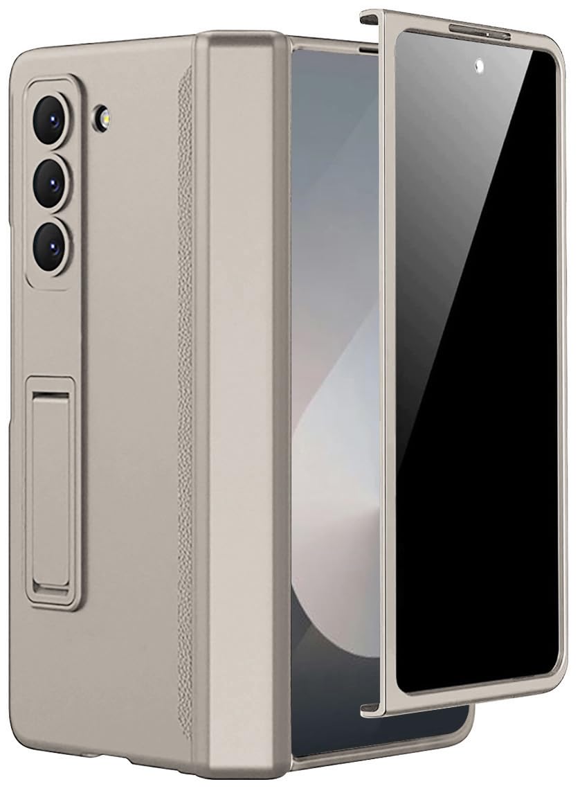 Miimall for Samsung Galaxy Z Fold 6 Case with Privacy Screen Protector, Built-in Adjustable Kickstand & Magnetic Hinge Protection All-Inclusive