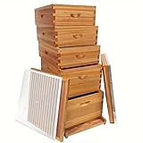 10 Frame 5-Layer Langstroth Beehive, 100% Beeswax Coated Bee Hive Includes 2 Deep Brood Bee Hives Box...