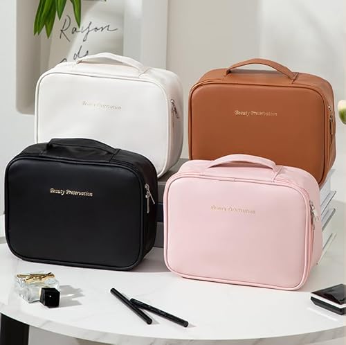 Travel Makeup Bag Large Capacity Portable Waterproof Toiletry Cosmetic Organizer for Women with Makeup Brush Organiser Adjustable Divider and Handle Travel Essentials Toiletry Bag - Image 7