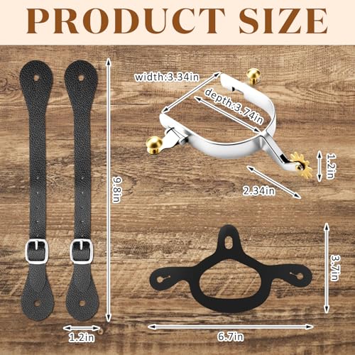 image for BrightRow 2 Pack Spurs for Cowboy Boots Men Women with 2 Pcs Leather B
