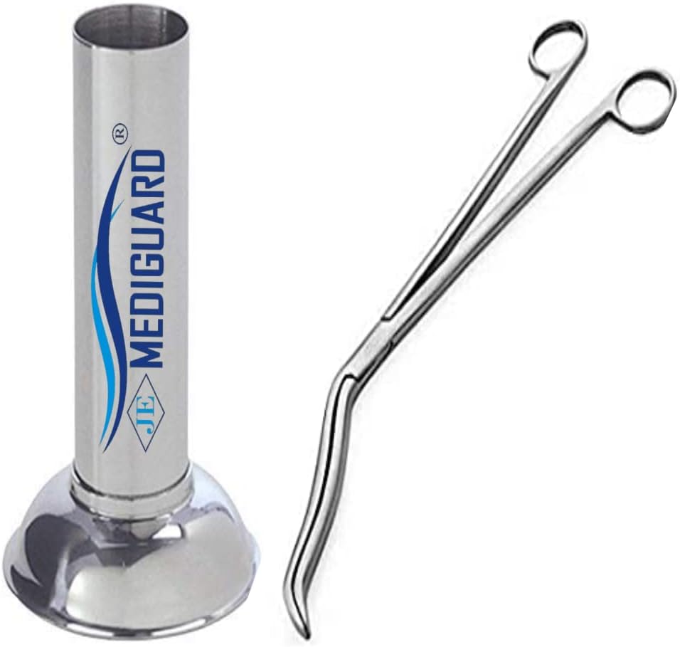 Cheatle Forceps With Cheatle Forceps Jar, Stainless Steel (Cheatle Forceps 10" + Cheatle Jar 2" x 7")