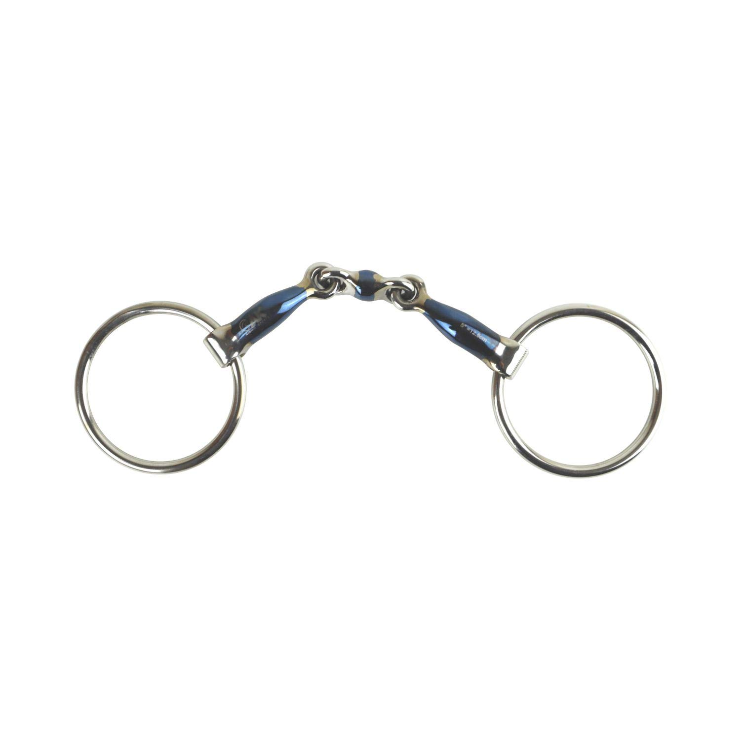 AK Mors d'équitation anneau lâche losange double brisure courbé Horse Bits AKRS-2605 (5.75'', Blue/Silver)