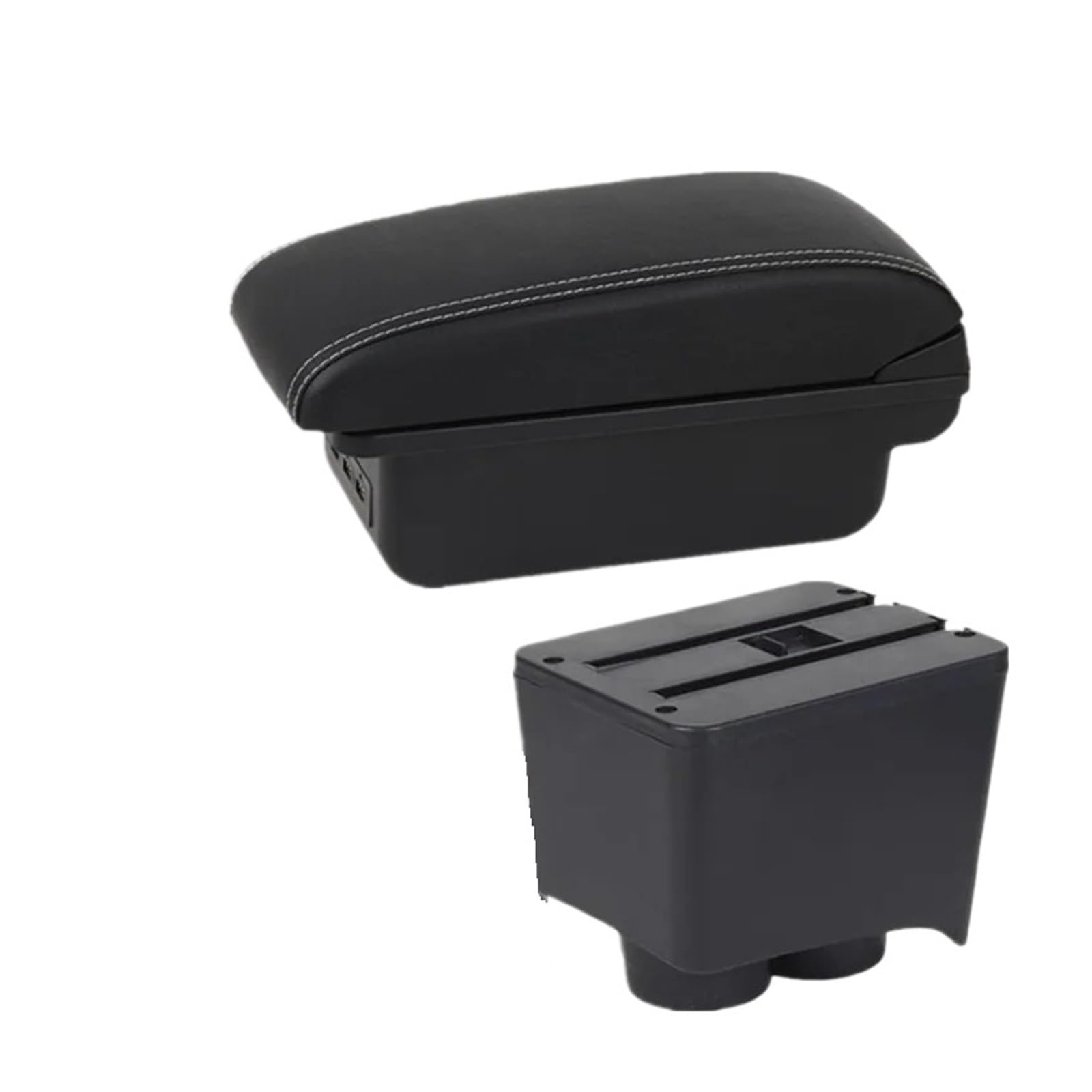 UMDJJU For VW For Polo 9N 3 Mk4 2002-2009 Car Armrest Box Interior Retrofit Storage Accessories Car Centre Console Armrest Box(B1 white line 3USB)
