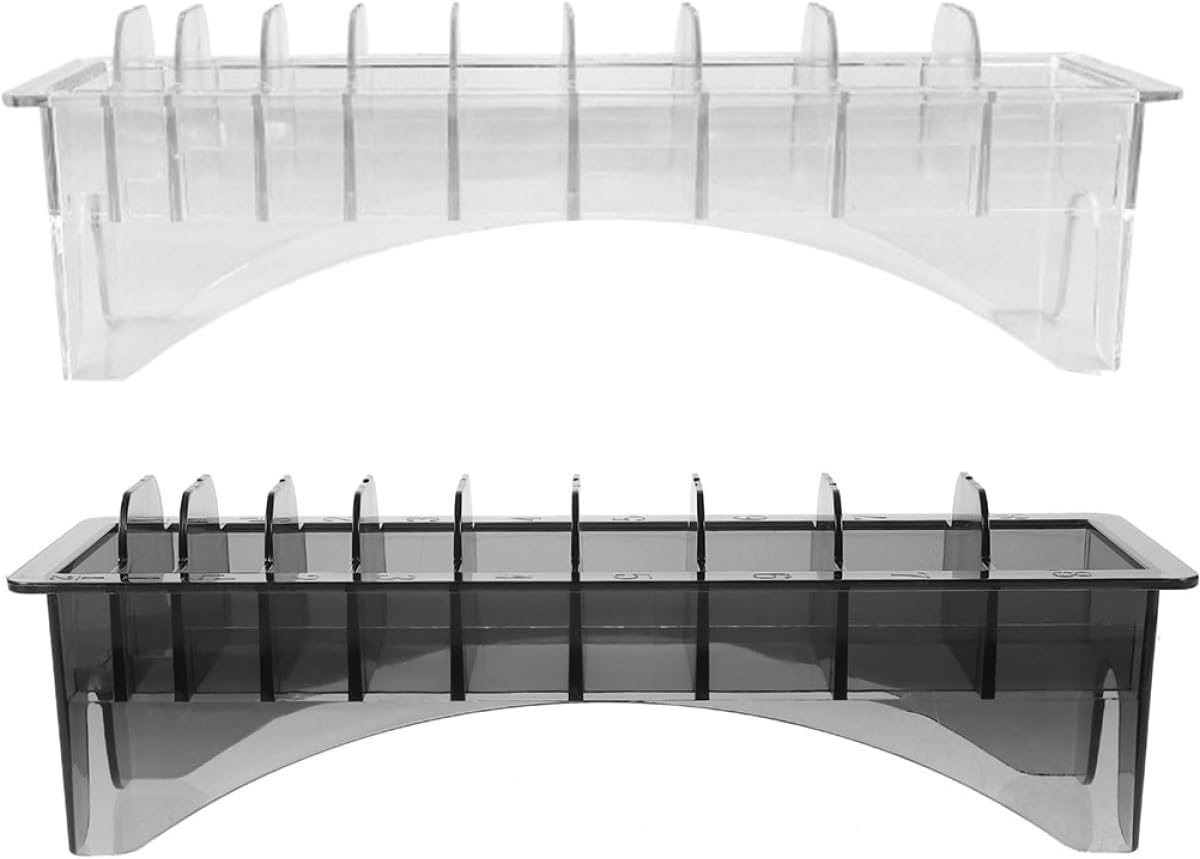 Ipetboom Rectangular Clipper Guard Holder Case 2-Piece Plastic Guide Comb Storage Box for Hair Accessories Organizer Suitable for Barbershop and Hair Styling Tools