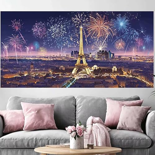 Peinture Diamant Tour Eiffel 5D : Sublimez votre salon avec un kit broderie strass 40x80cm
