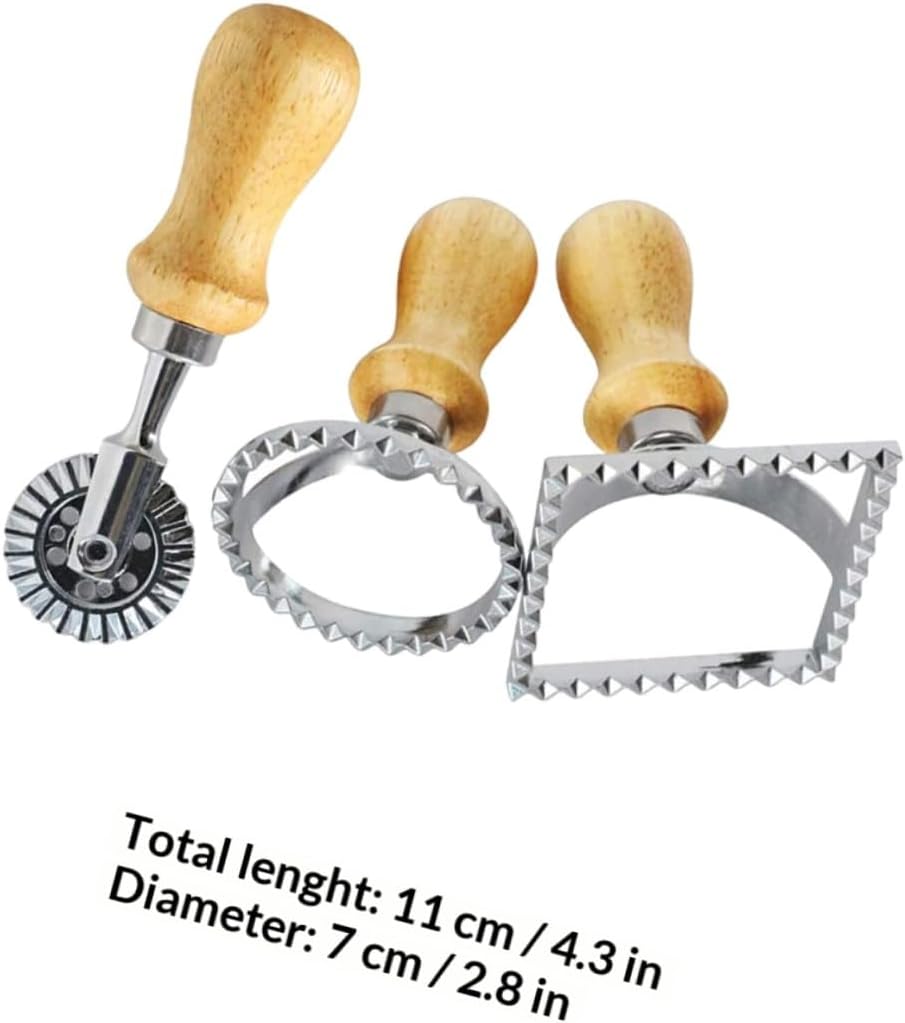3pcs Zinc Alloy Dumpling and Ravioli Cutter Set with Roller Wheel and Pastry Stamp, Large and Square Shapes, Baking Tools for Home Kitchen Use