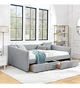 Amazon.com: Antetek Twin Size Daybed, Upholstered Boucle Fabric Day Bed ...