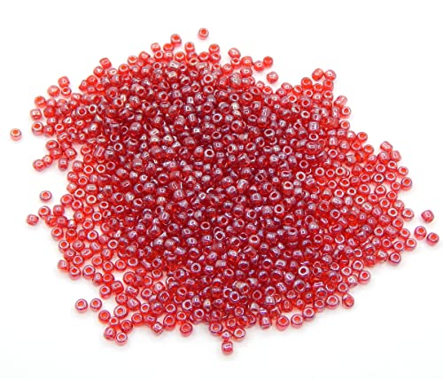 Miniatura 4 de Perlin Cuentas De Cristal Rocailles, Cuentas Indias, Cuentas Semilla, Cuentas Pony 4mm, 6 0 Redondas Mini Seed Beads 1100 Piezas Rojo Shimmer