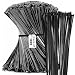 8" Zip Ties (1,000 Pack), 40lb Strength Black Nylon Cable Wire Ties, By Bolt Dropper.
