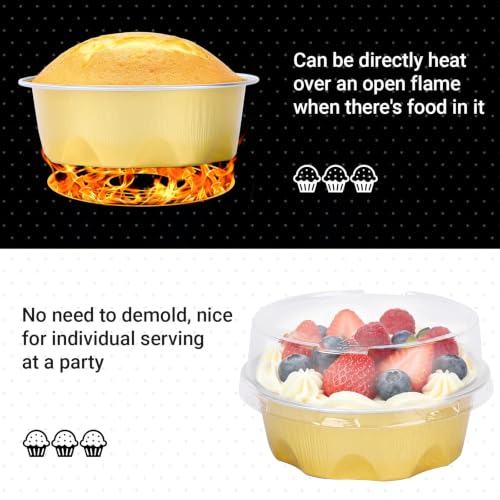 Beasea Mini Disposable Baking Cups with Lids, 60 Pack 3.3oz, Gold by Beasea - Used condition - Image 3