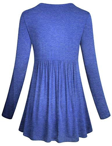 SeSe Code Work Long Sleeve Blouse for Women Dressy Empire Waist Tunics Loose Fitting Tops Wear with Leggings Blue