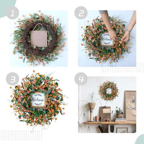 22" Artificial Fall Wreath for Front Door  - image 4