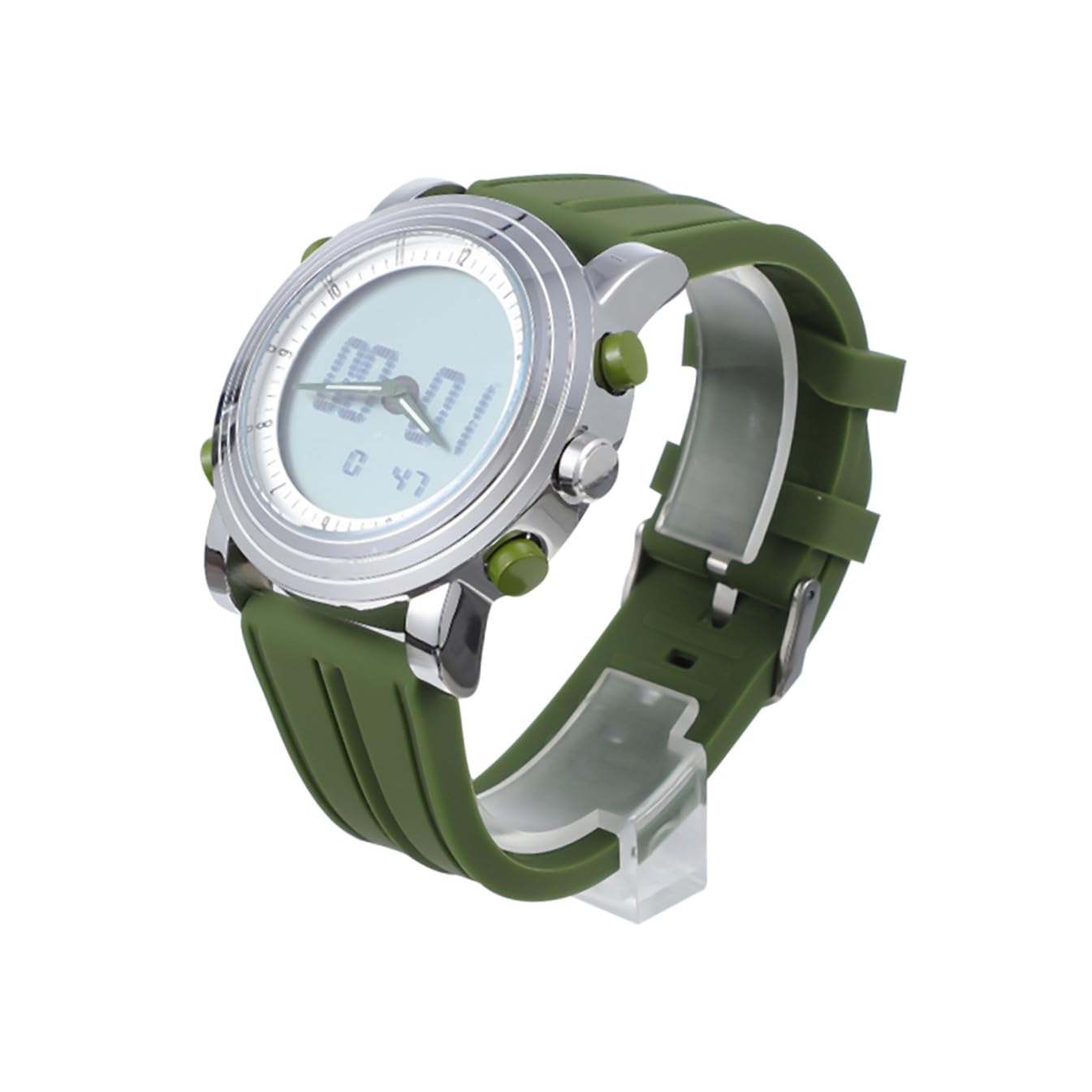 SHERCHPRY Reloj Deportivo Luminoso Doble Pantalla para Estudiantes, Correa de Silicona Verde, Función Luminosa y Multifuncional Adecuado para Uso Diario
