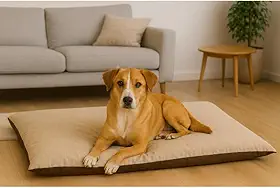 Colchonete Pet para Cachorros, Cama Tipo Almofada com Espuma Inteira e Capa com Zíper em Cores e Tamanhos Variados(Marrom/Bege,70cmx50cm)