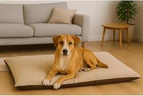 Colchonete Pet para Cachorros, Cama Tipo Almofada com Espuma Inteira e Capa com Zíper em Cores e Tamanhos Variados(Marrom/Bege,70cmx50cm)