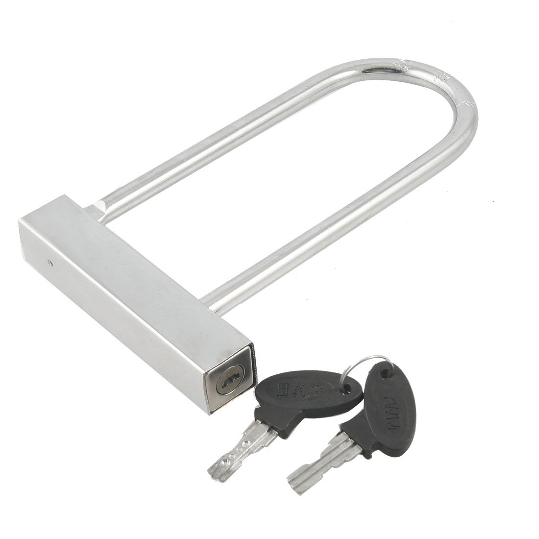 Aexit Silver Tone Bike Locks Rectangle Metal Security Bicycle Motorbike Lock w U-Locks 2 Keys